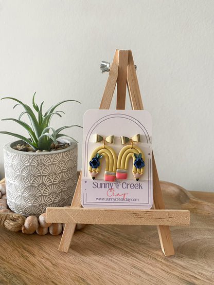 Arch pencil handmade floral polymer clay earring collection