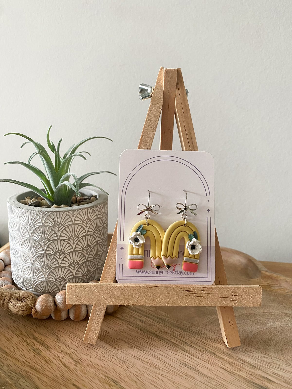 Arch pencil handmade floral polymer clay earring collection