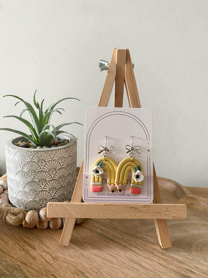 Arch pencil handmade floral polymer clay earring collection