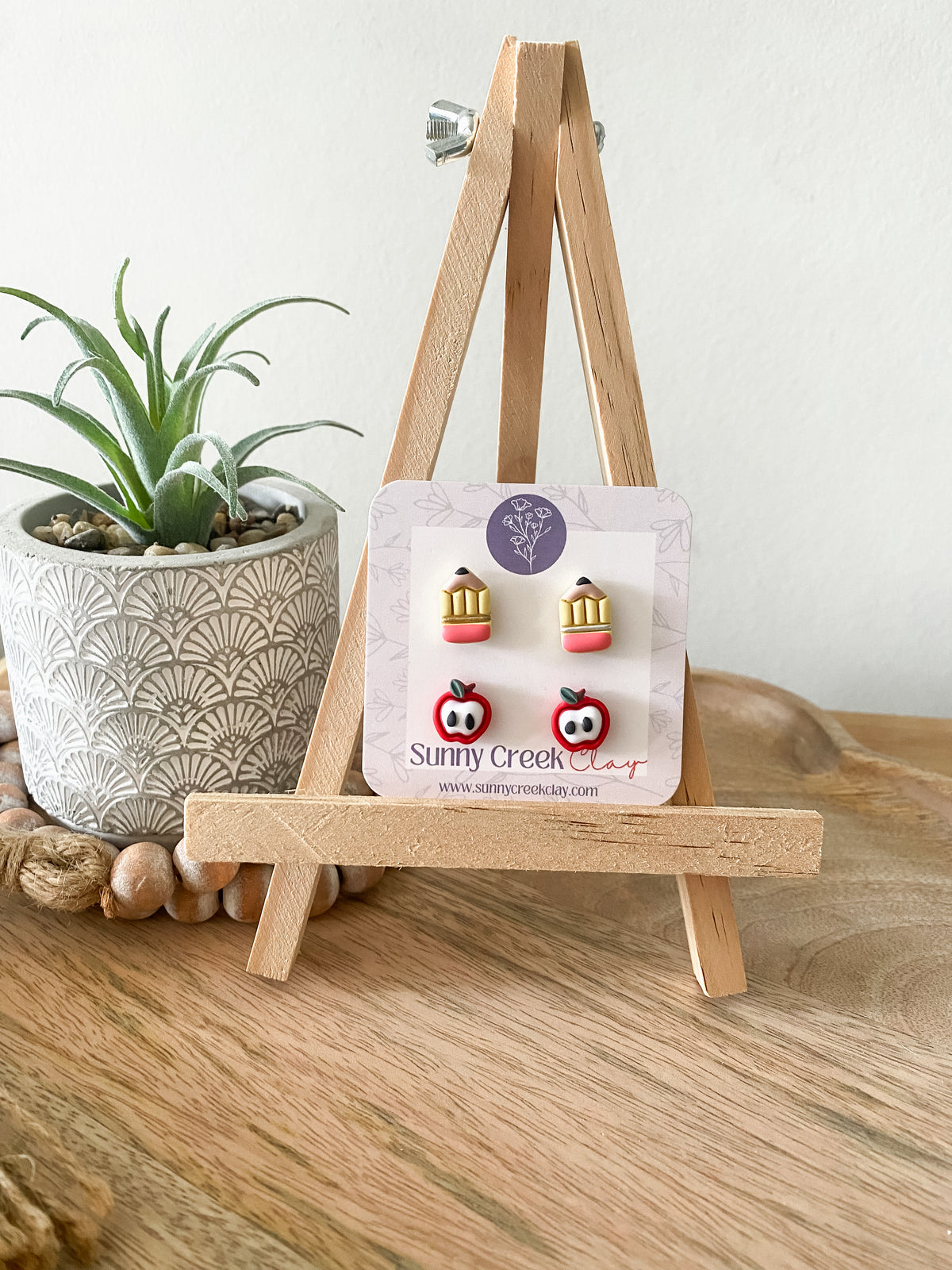 Apple stud combo handmade polymer clay earrings