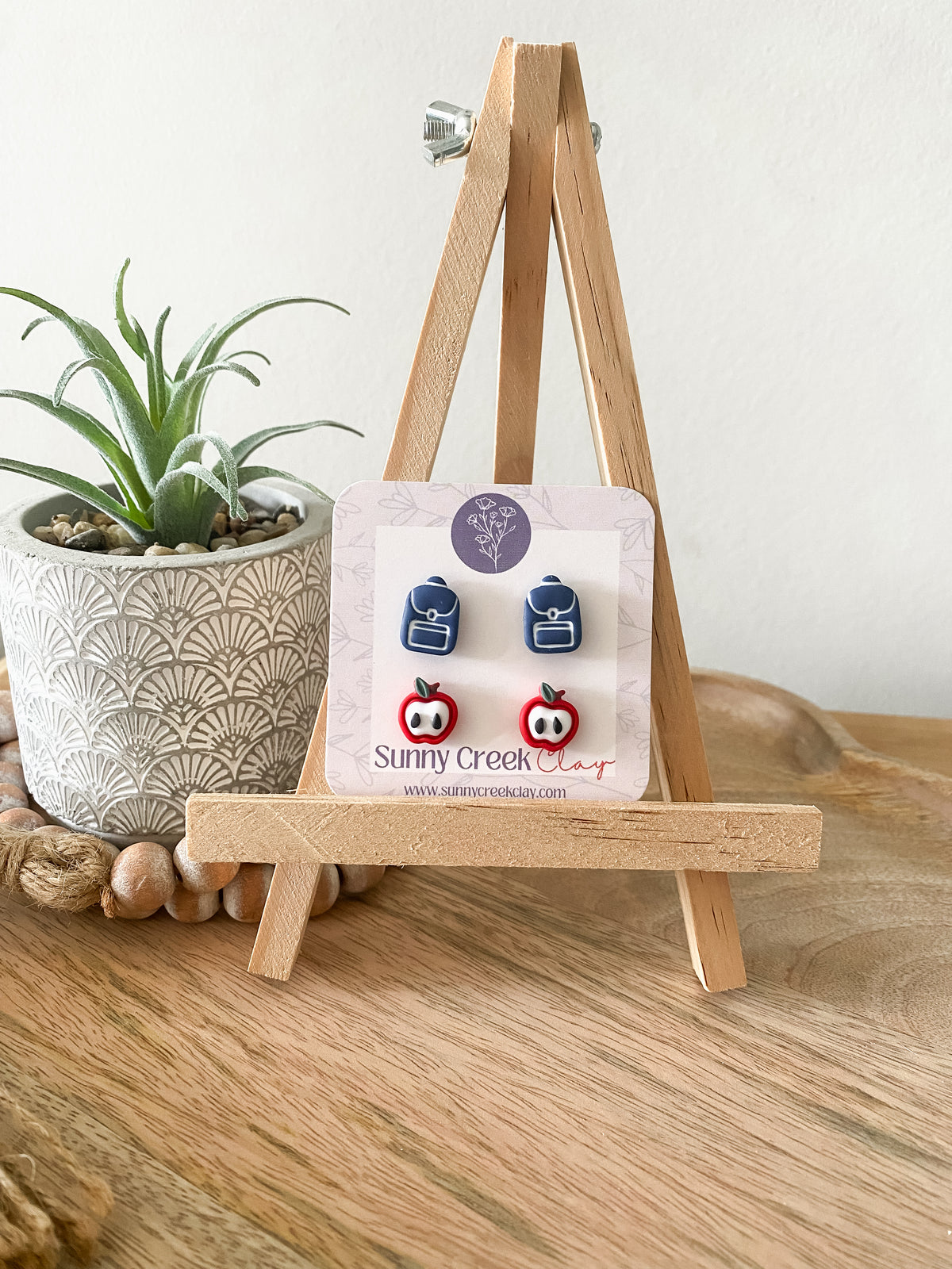 Apple stud combo handmade polymer clay earrings