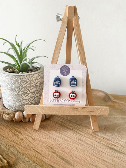 Apple stud combo handmade polymer clay earrings