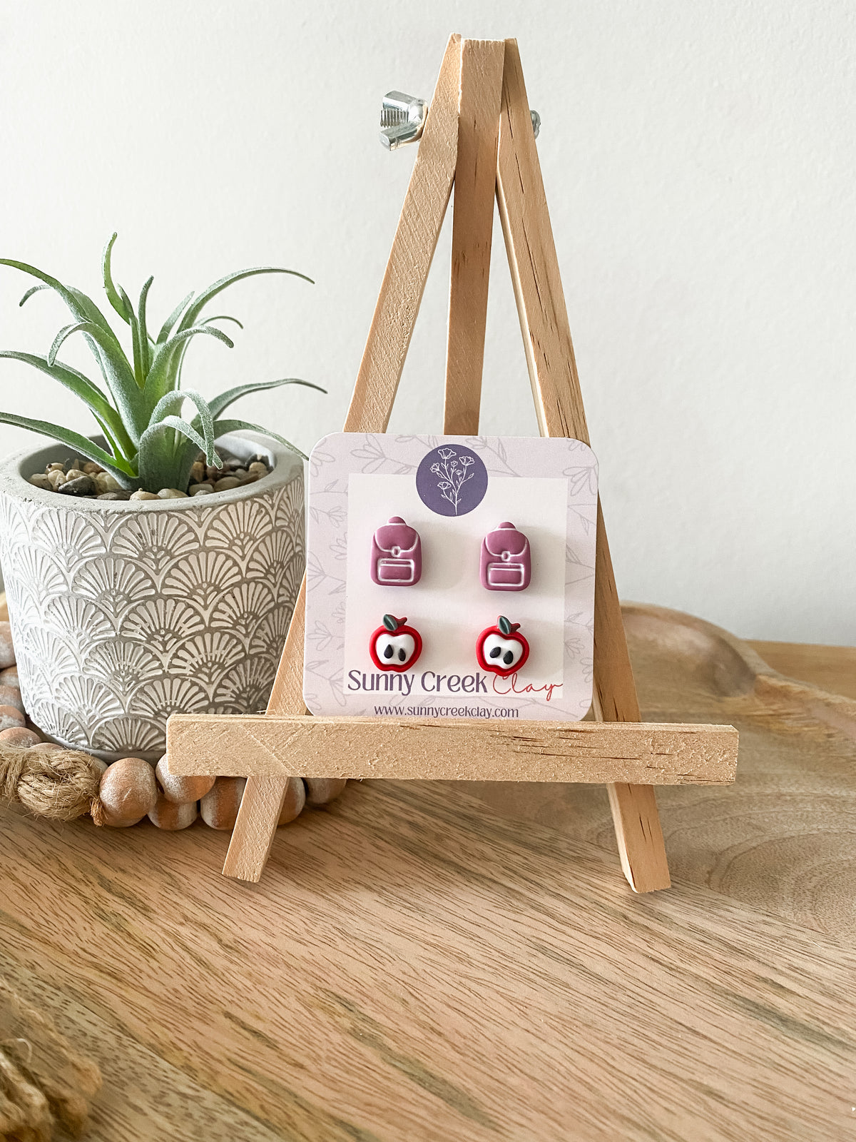 Apple stud combo handmade polymer clay earrings