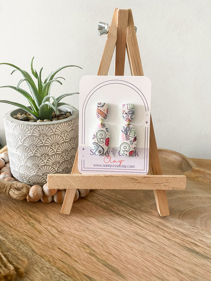 Teal teacher print handmade polymer clay earring collection
