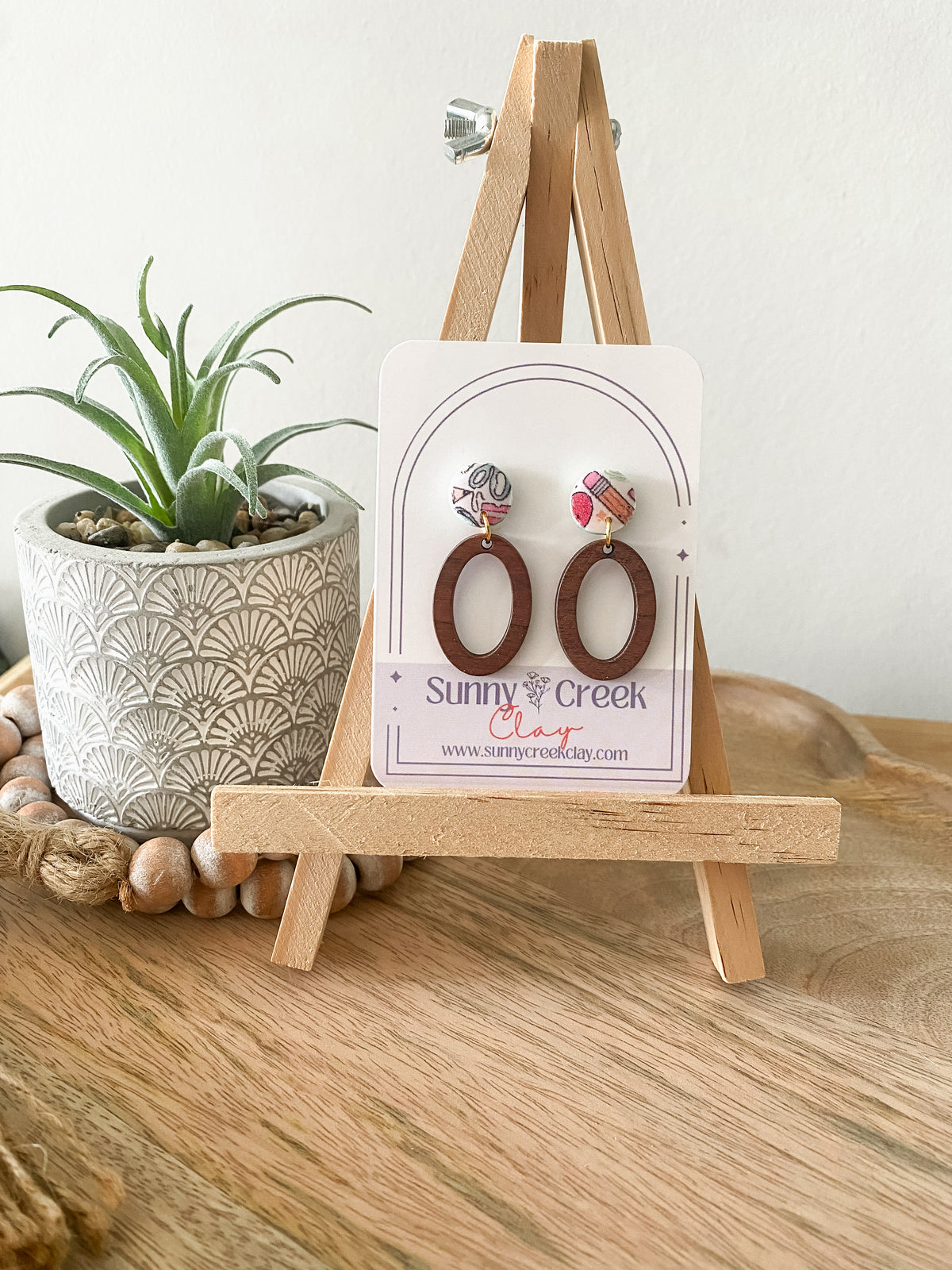 Teal teacher print handmade polymer clay earring collection