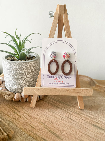 Teal teacher print handmade polymer clay earring collection