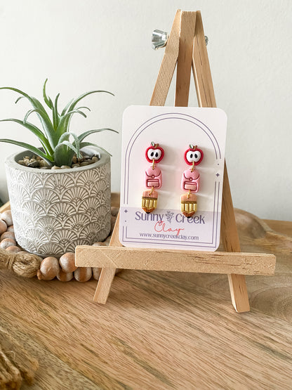 Back to school trio handmade polymer clay earring collection