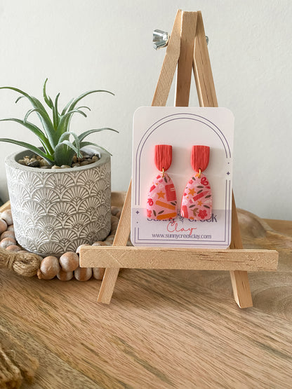 Peachy teacher print handmade polymer clay earring collection
