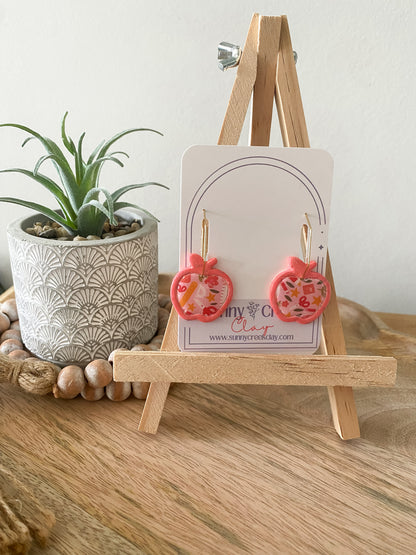 Peachy teacher print handmade polymer clay earring collection