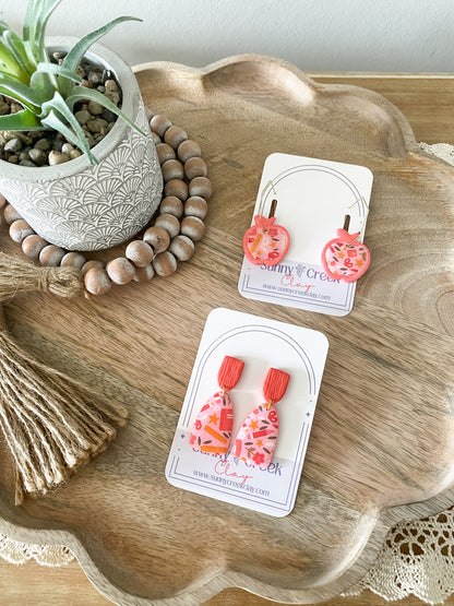Peachy teacher print handmade polymer clay earring collection