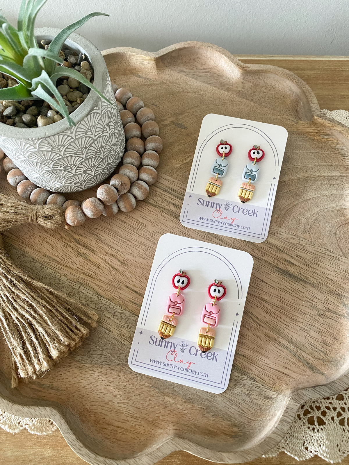 Back to school trio handmade polymer clay earring collection