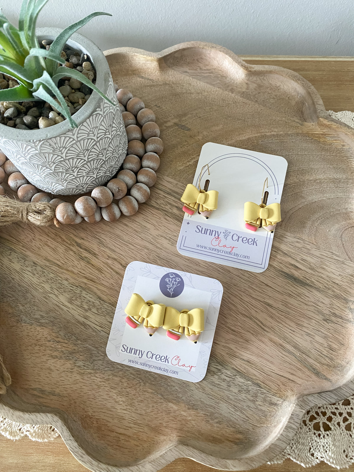 Bow pencil handmade polymer clay earring collection