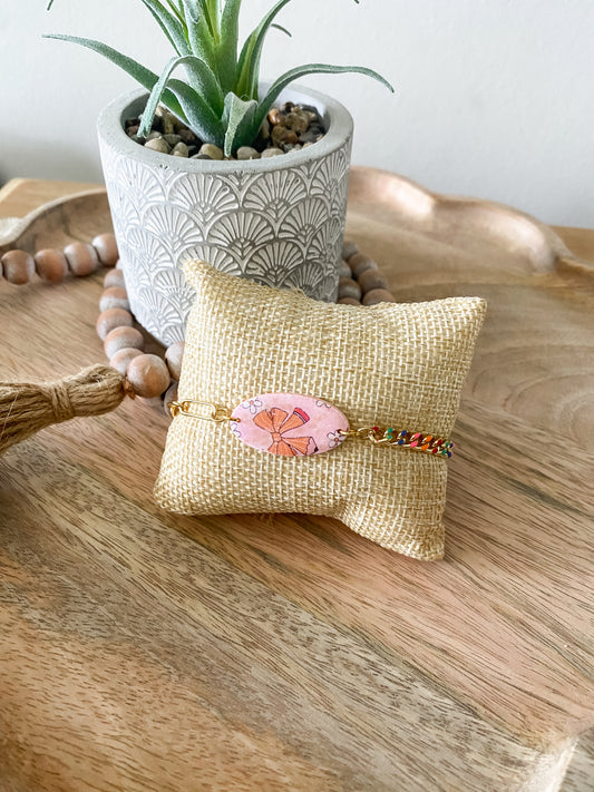 Back to school pencil bow handmade polymer clay bracelet