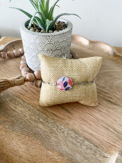 Large floral print handmade polymer clay bracelet collection