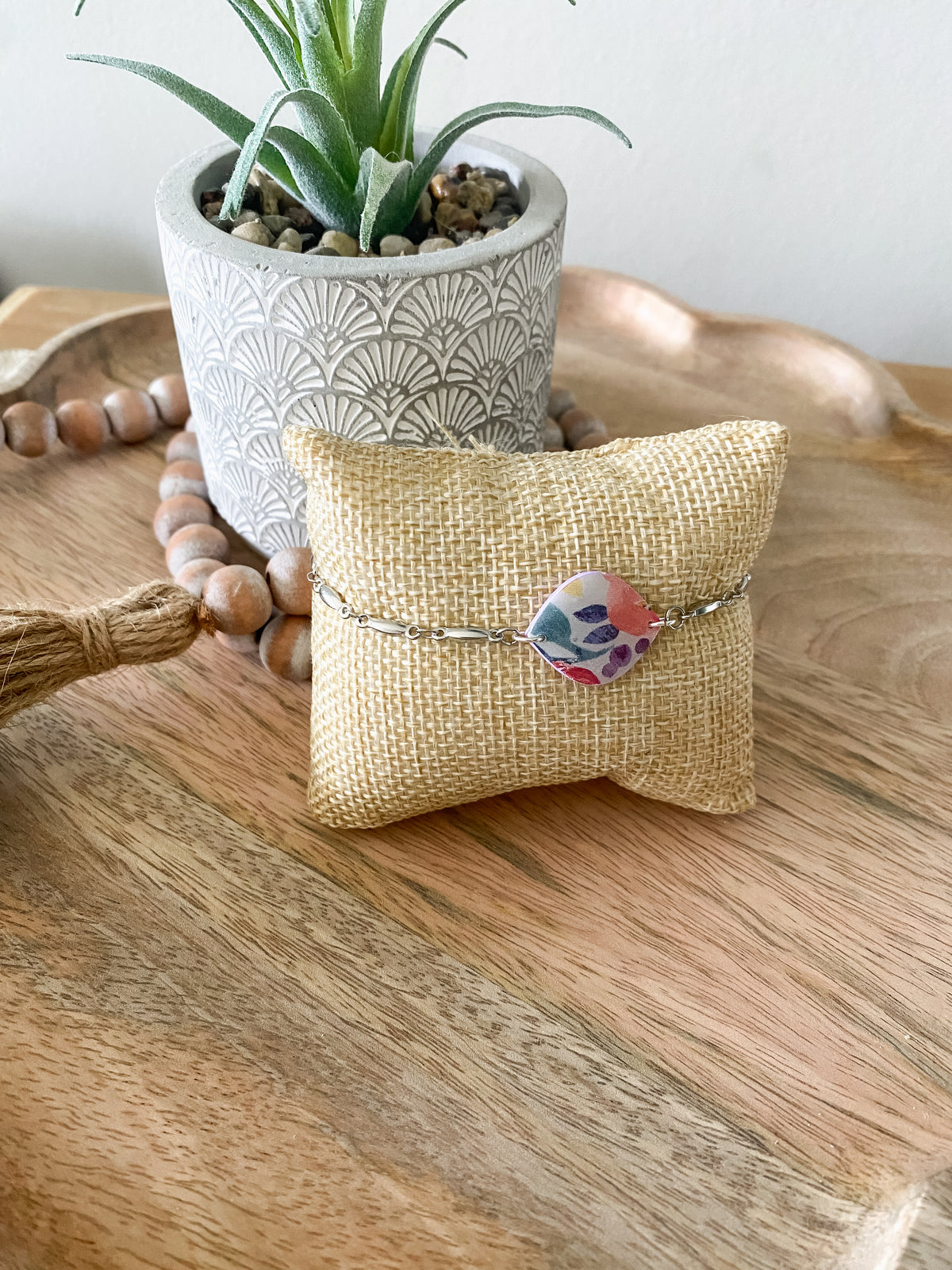 Large floral print handmade polymer clay bracelet collection