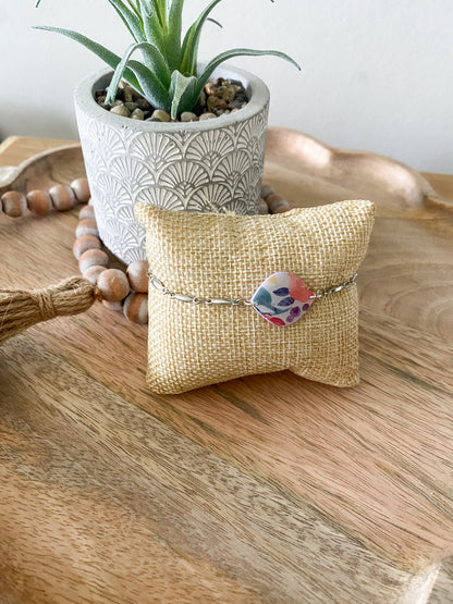Large floral print handmade polymer clay bracelet collection