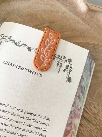 Orange leaves handmade polymer clay bookmark