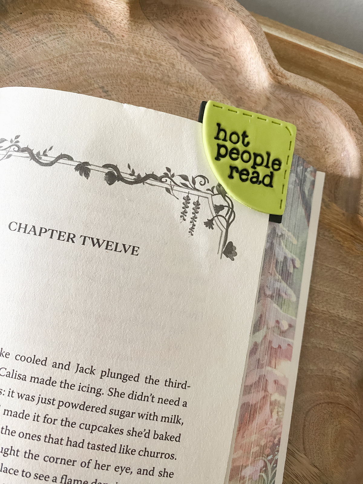 Neon green & black Hot People Read handmade polymer clay corner bookmar