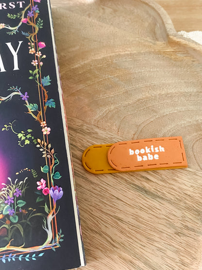 Orange Bookish Babe handmade polymer clay bookmark