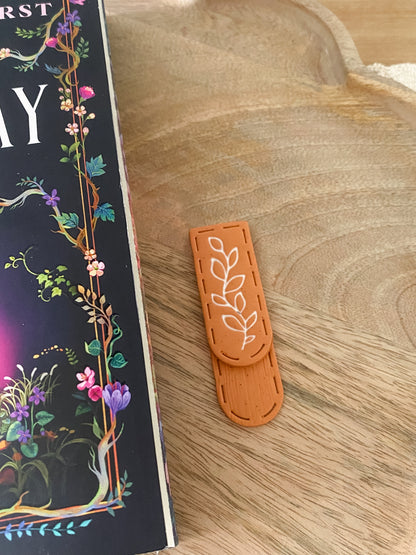 Orange leaves handmade polymer clay bookmark