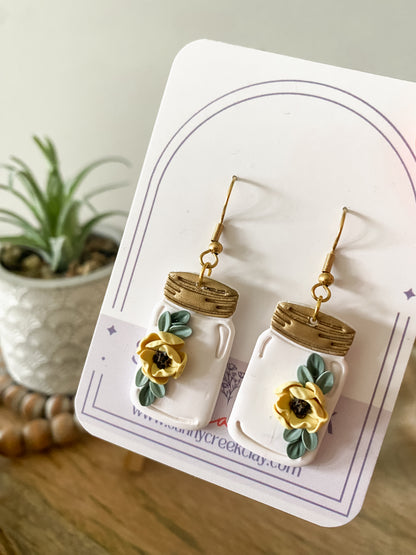 Sunny Blossom Mason Jar Earrings