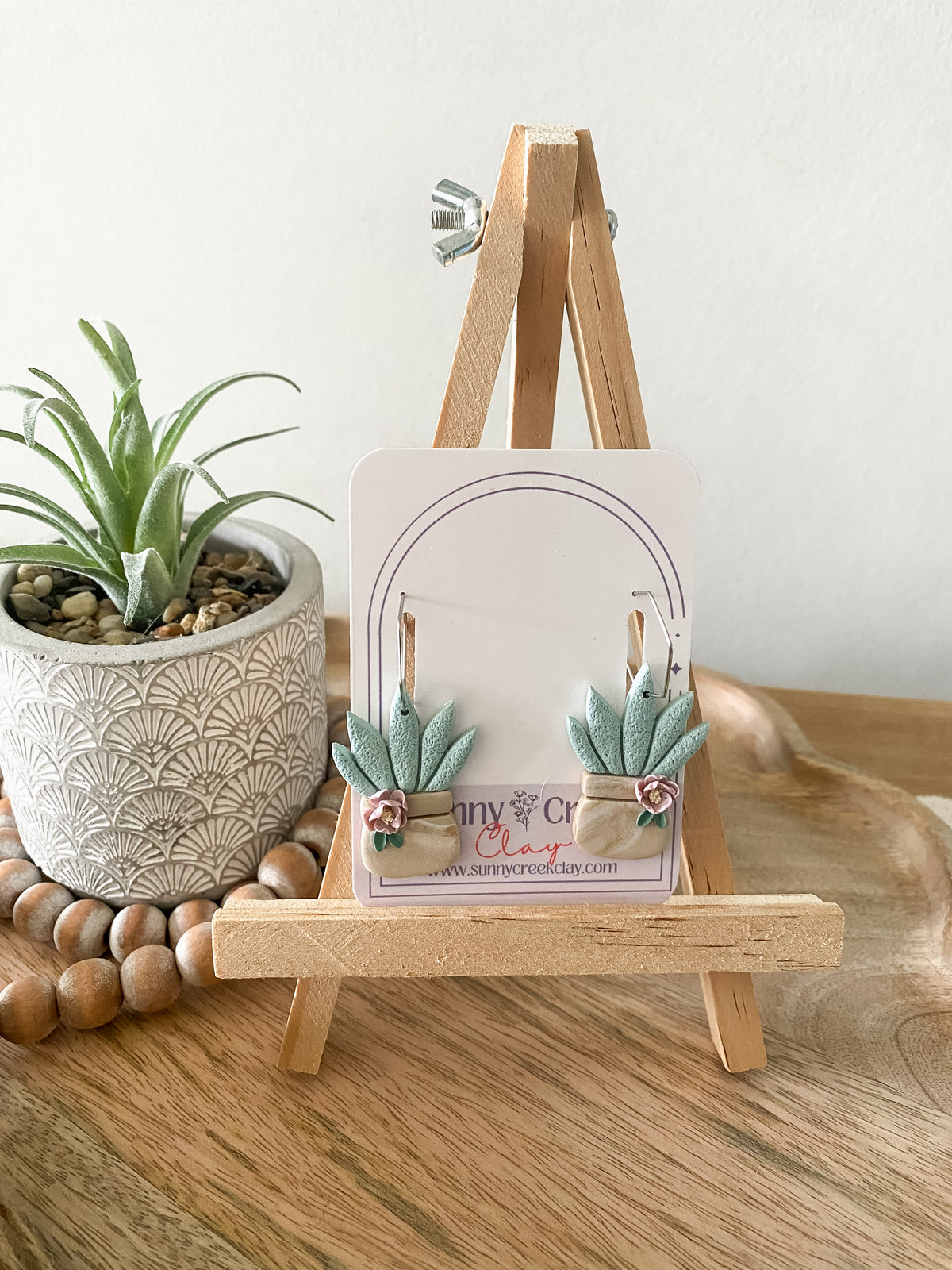 Floral plant lady hoop earrings