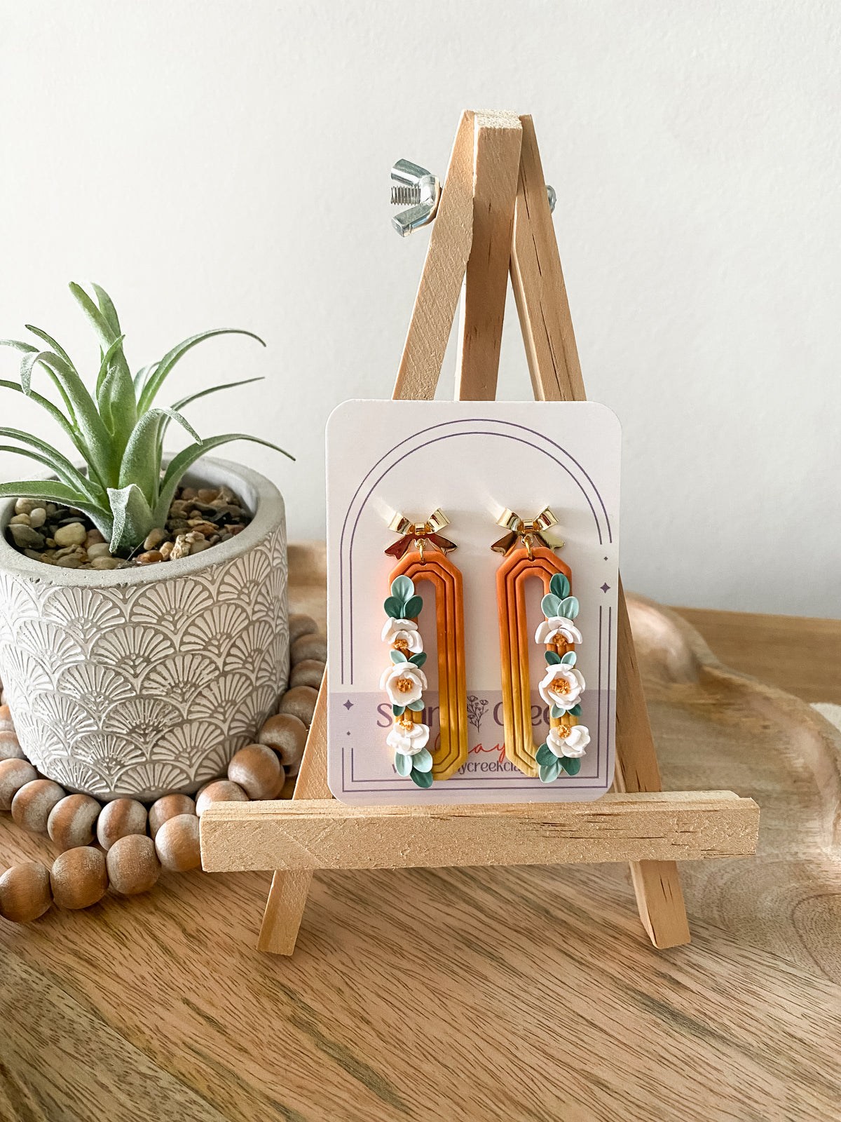 Orange and yellow floral earrings