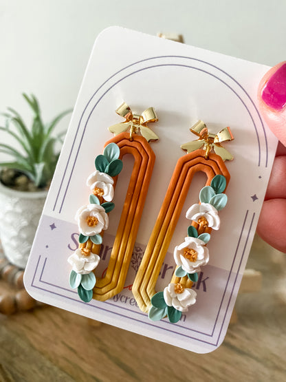 Orange and yellow floral earrings