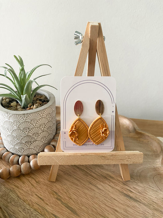 Yellow teardrop floral earrings