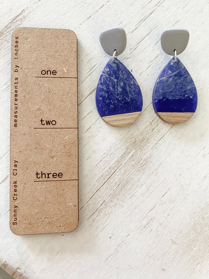 Blue resin summer handmade polymer clay earring collection