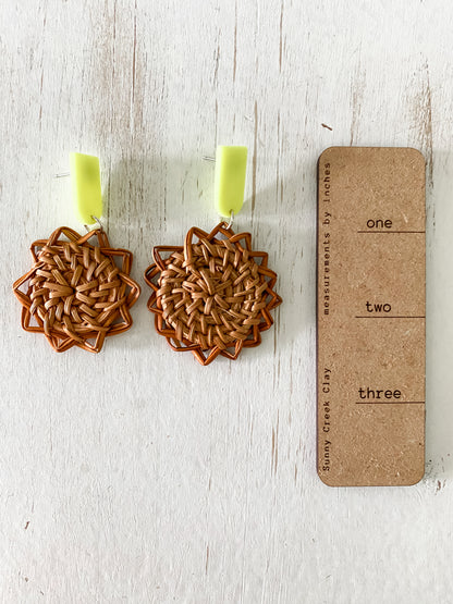 Tropical rattan polymer clay earrings collection