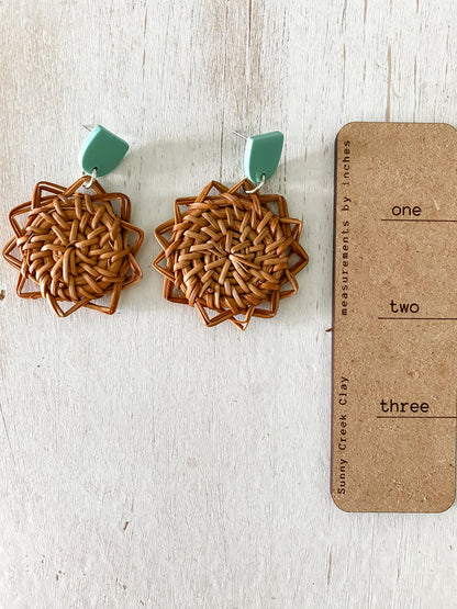 Tropical rattan polymer clay earrings collection