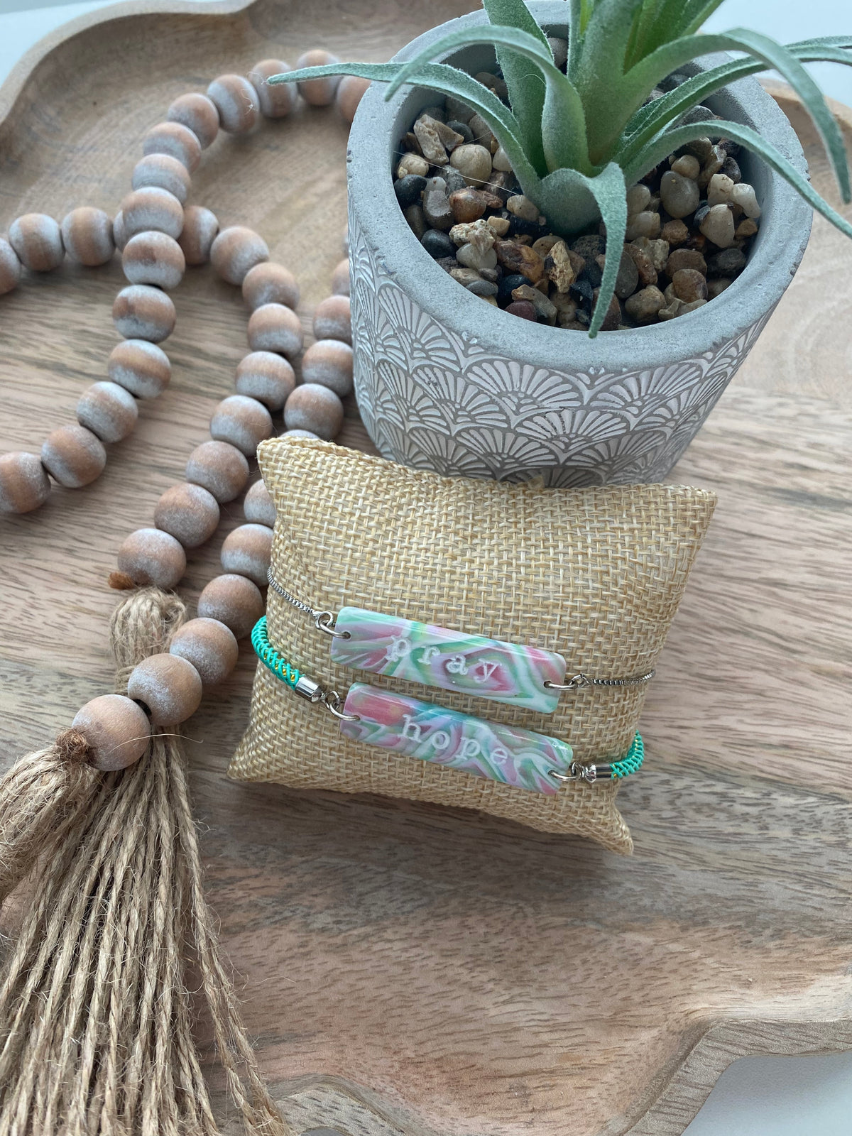 Inspirational handmade polymer clay bracelet collection
