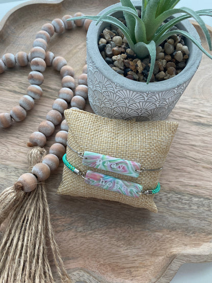 Inspirational handmade polymer clay bracelet collection