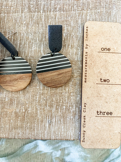 Striped resin & polymer clay earrings