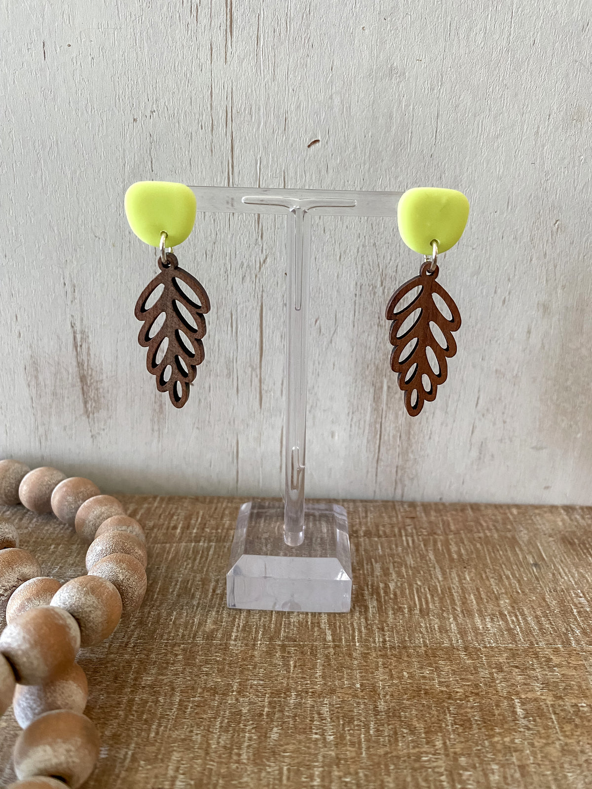 Teardrop leaf walnut earring collection