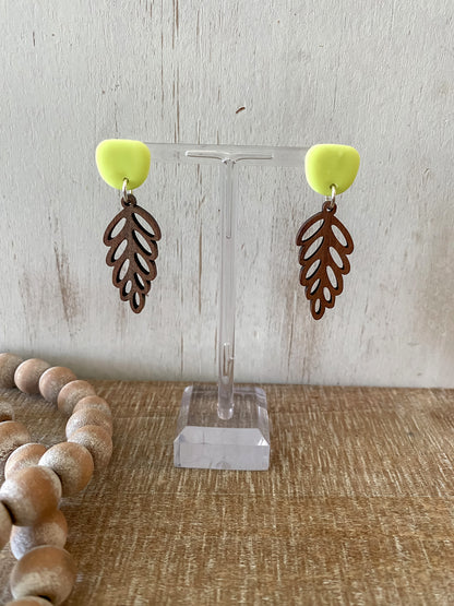 Teardrop leaf walnut earring collection