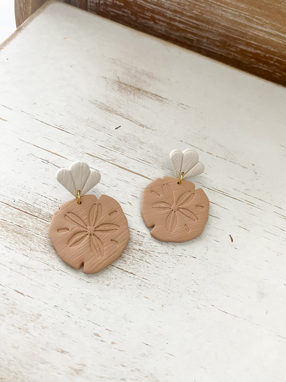 Sand dollar handmade polymer clay earrings