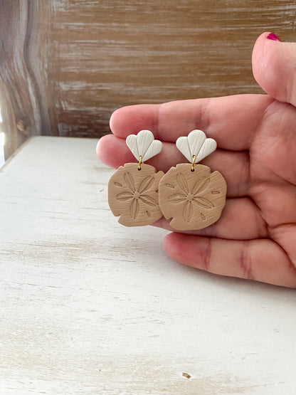 Sand dollar handmade polymer clay earrings