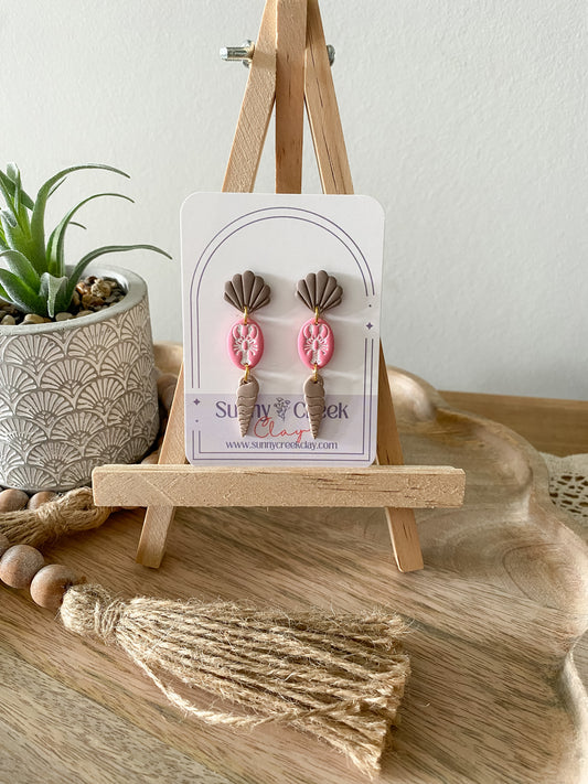 Seashell lobster handmade polymer clay earrings