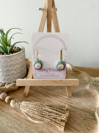Mermaid inspired handmade polymer clay earrings