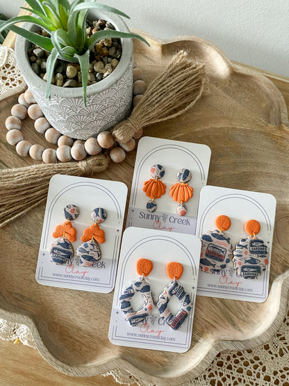 Sardine print handmade polymer clay earring collection