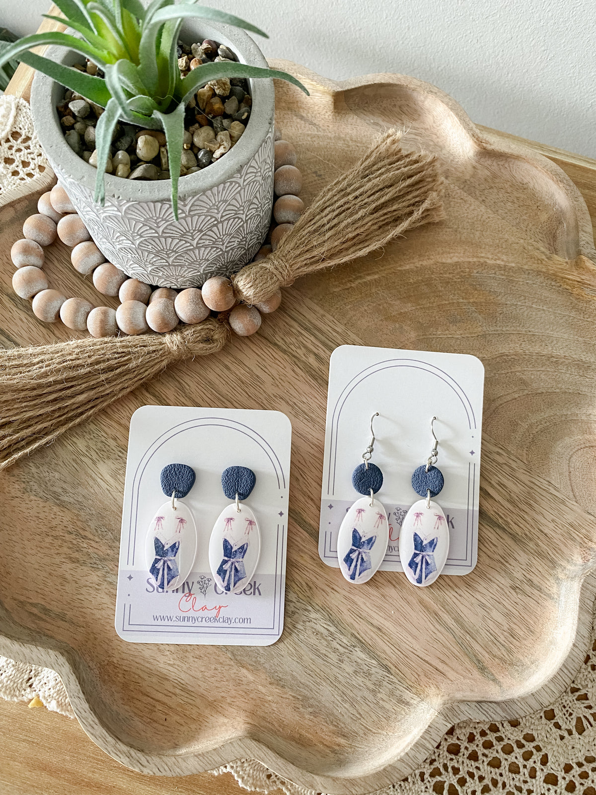 Vintage bathing suit handmade polymer clay earring collection