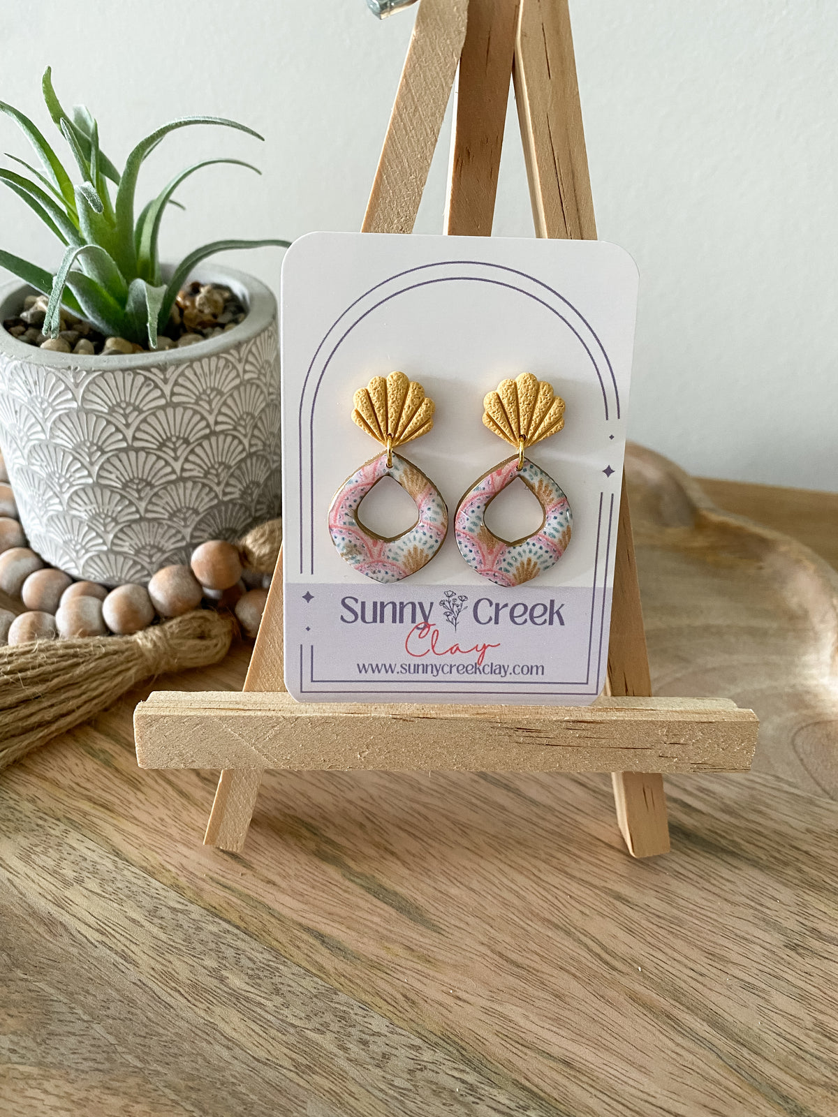Pink & yellow handmade polymer clay earring collection
