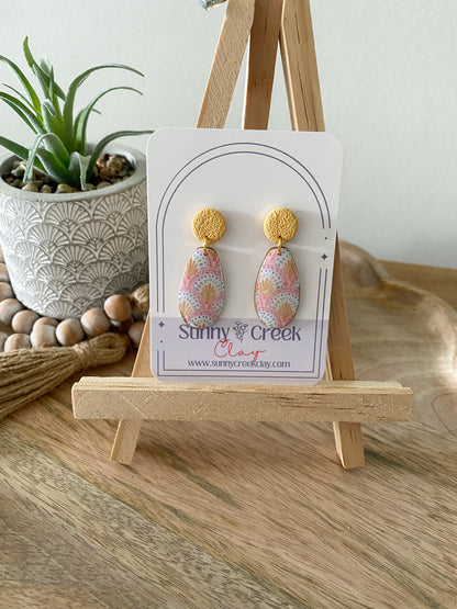Pink & yellow handmade polymer clay earring collection