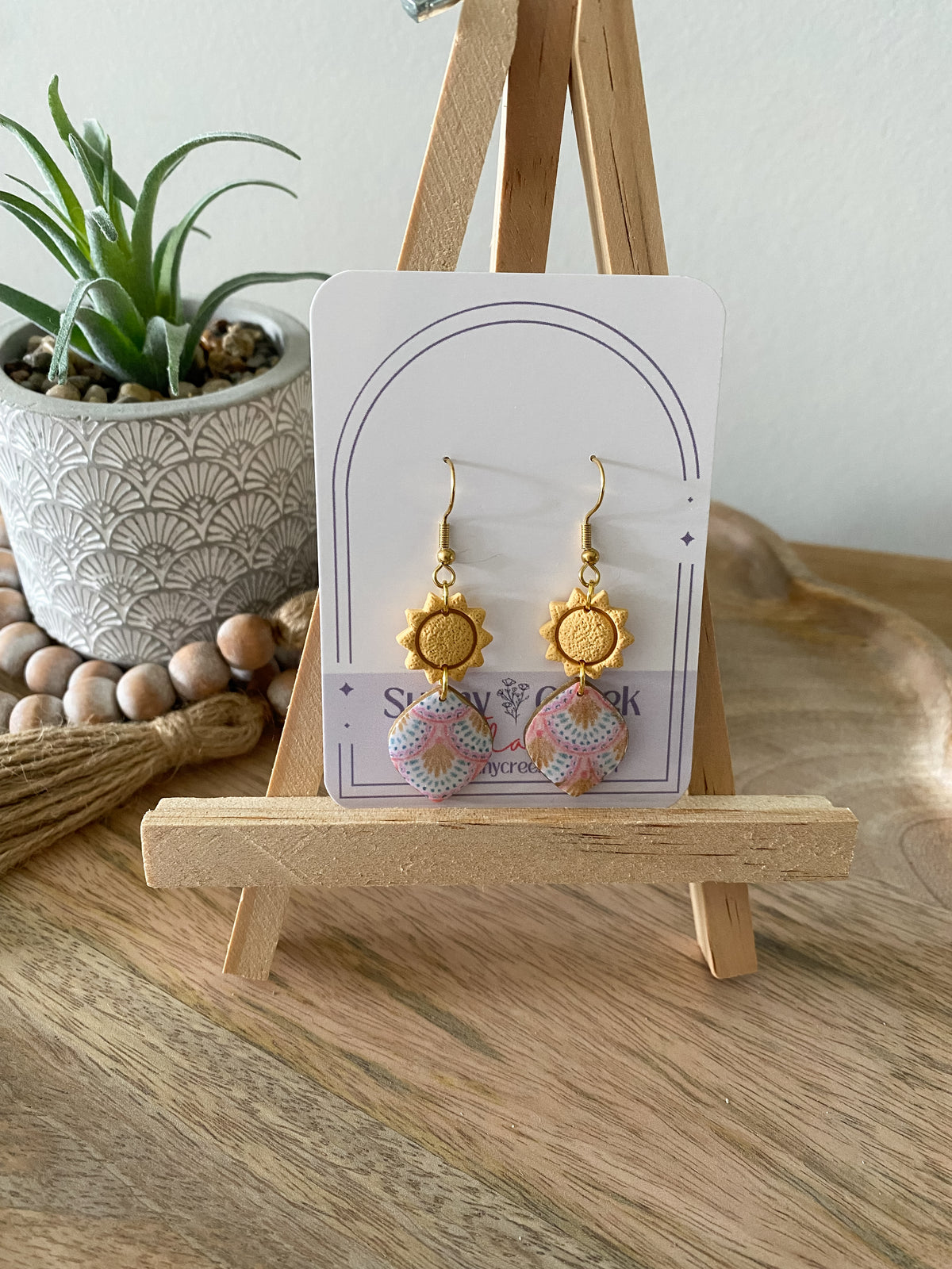 Pink & yellow handmade polymer clay earring collection