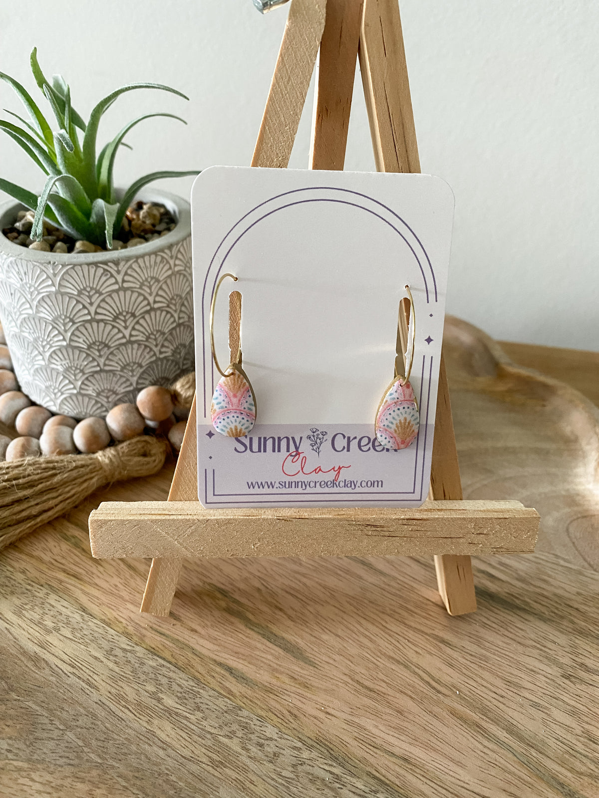 Pink & yellow handmade polymer clay earring collection