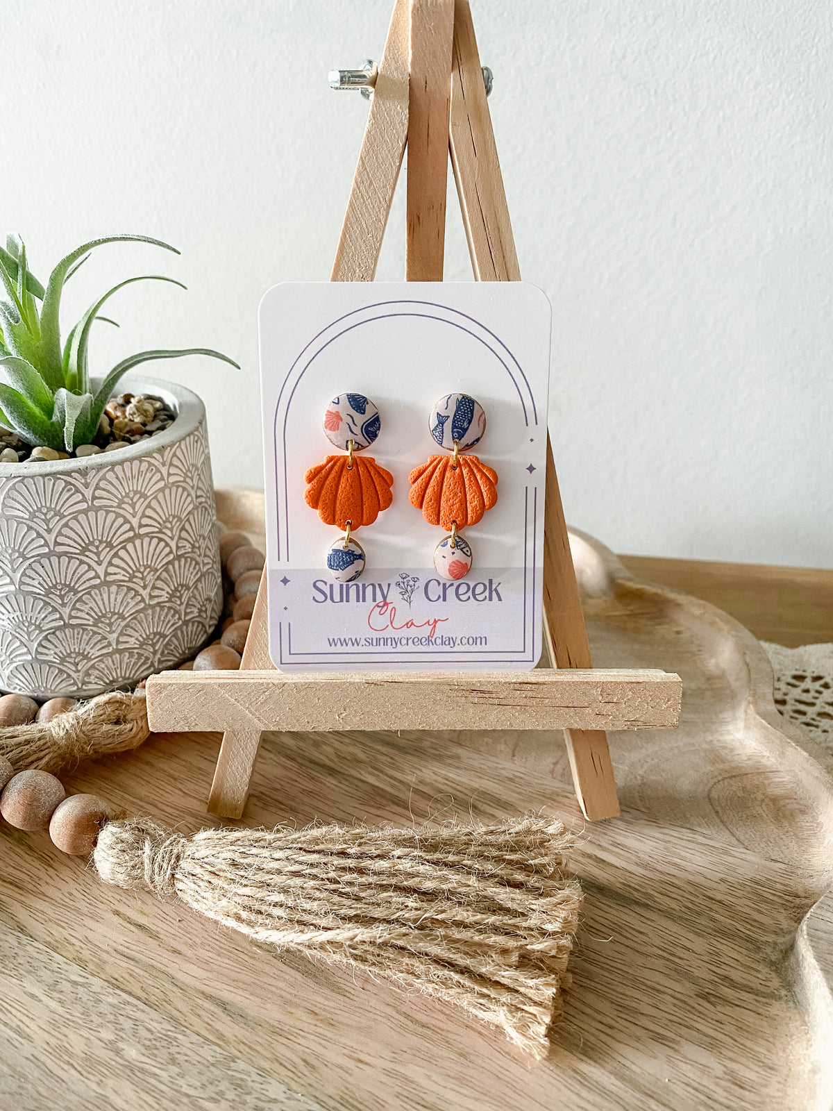 Sardine print handmade polymer clay earring collection