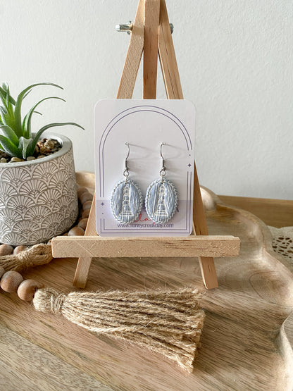 Soft blue coastal handmade polymer clay earring collection