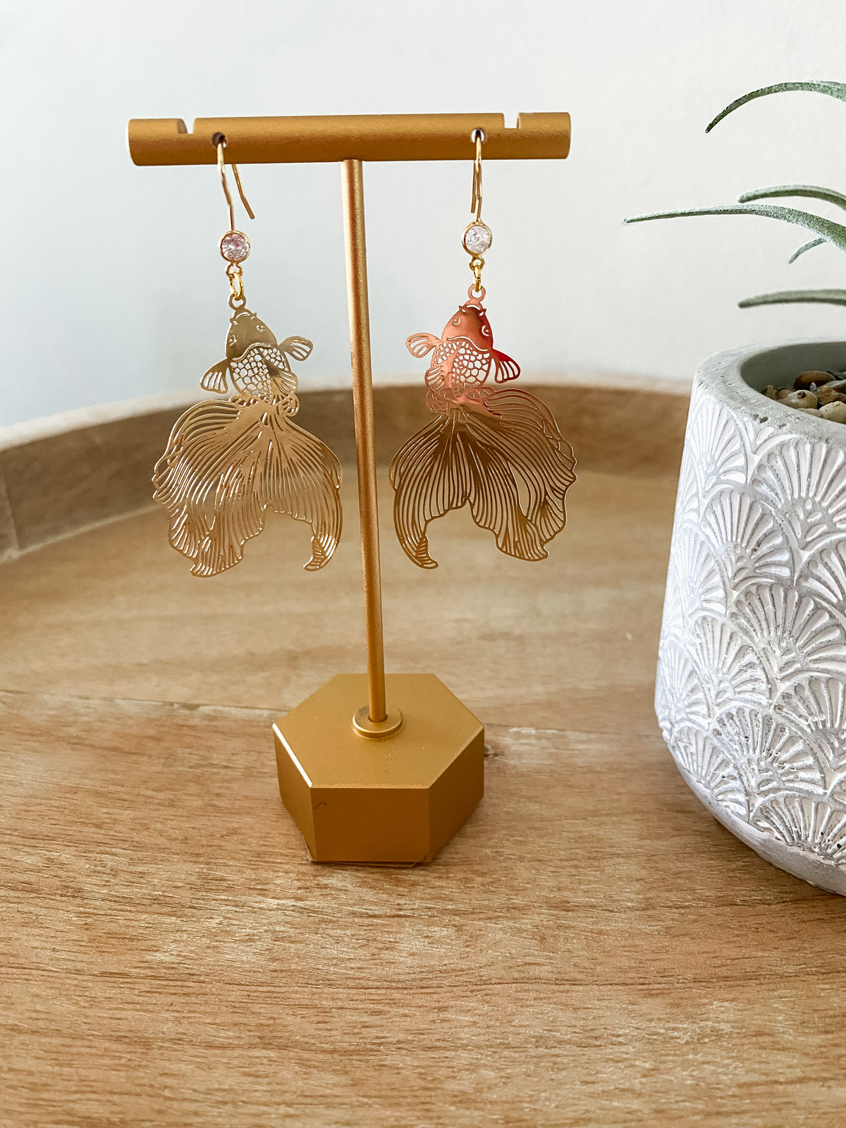 Gold Koi Fish Hoop Earrings